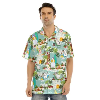 Tropical Snowman Christmas Hawaiian Shirt