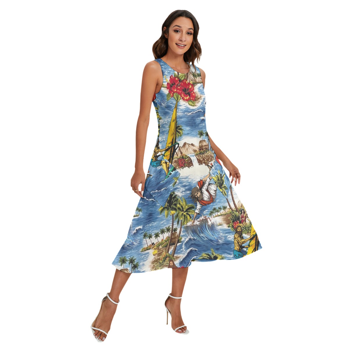 Jesus Surfing Hawaiian Long Dress For Women - variant image 1