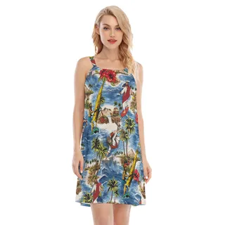 Jesus Surfing Christmas Hawaiian Dress For Women