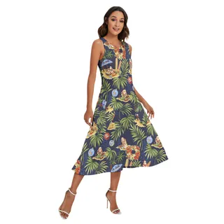 Christmas Santa Claus Tropical Aloha Dress With Pocket For Women
