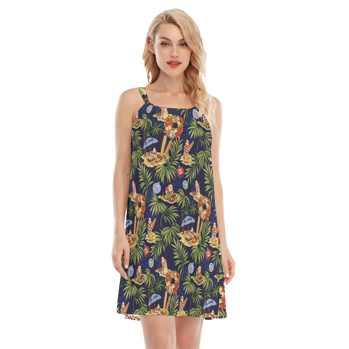 Santa Claus On Beach Christmas Hawaiian Cami Dress - variant image 1