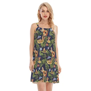 Santa Claus On Beach Christmas Hawaiian Cami Dress