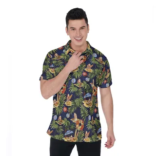 Vintage Santa Christmas Hawaiian Polo Shirt For Men