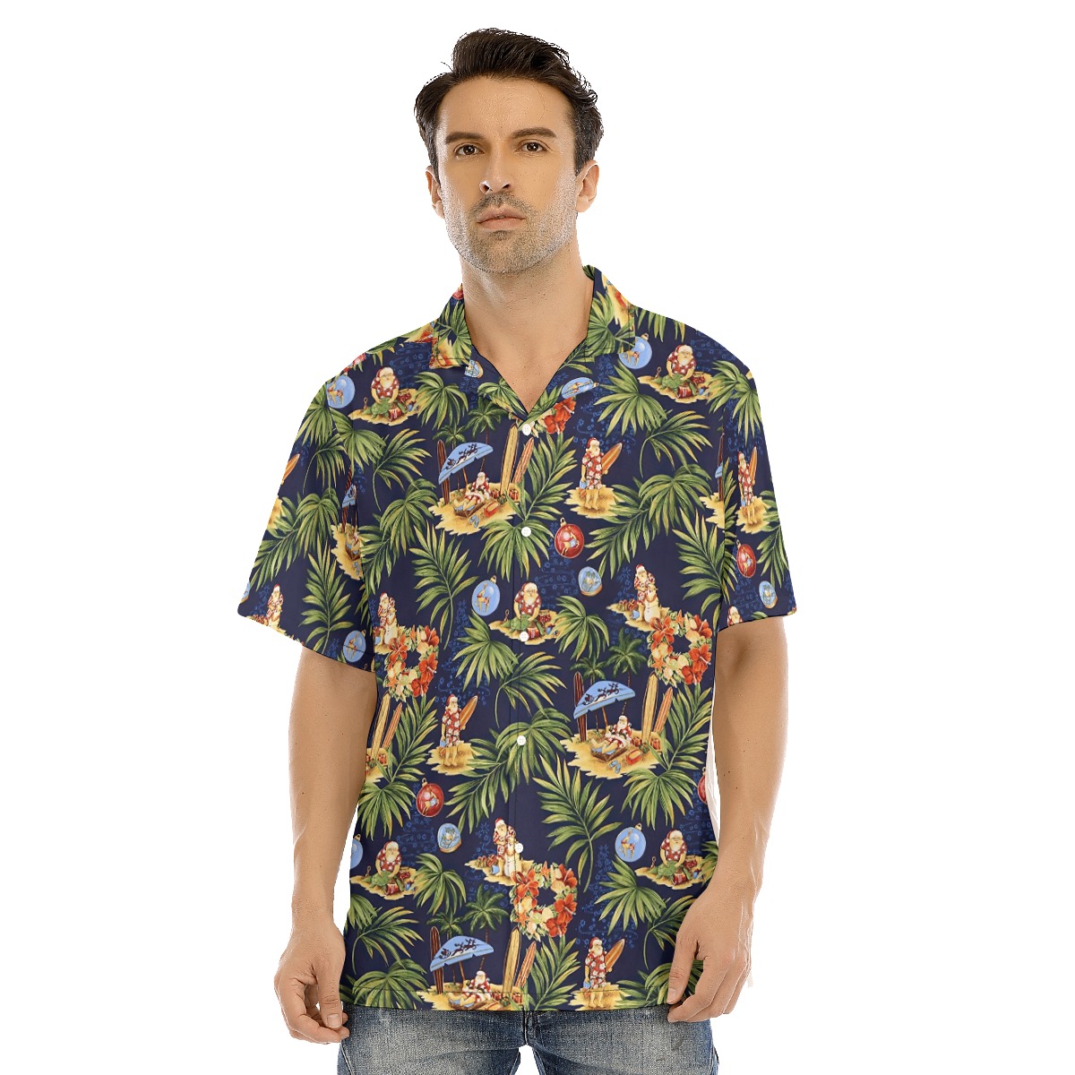 Tropical Christmas Santa Hawaiian Shirt - variant image 1