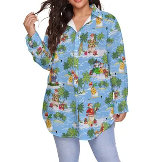 Funny Snowman On Beach Christmas Plus Size Shirt For Women