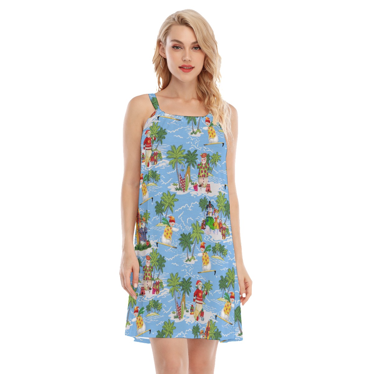 Cute Christmas Snowman Tropical Hawaiian Cami Dress - variant image 1