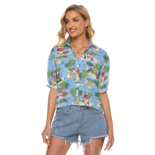 Tropical Christmas Snowman Aloha Crop Top Shirt For Women