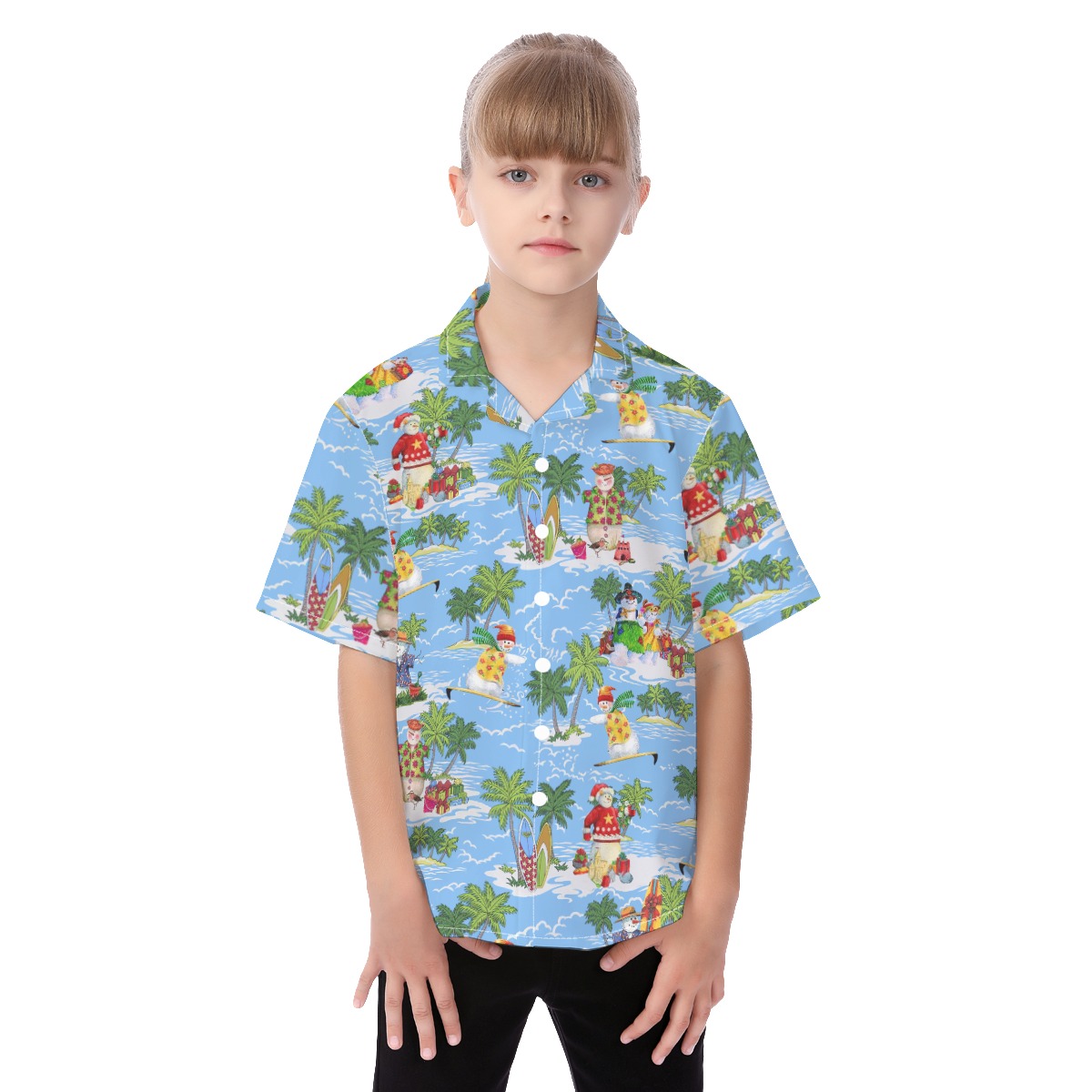 Cute Christmas Snowman Hawaiian Shirt For Kids - variant image 1