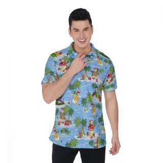 Christmas Snowman Tropical Aloha Polo Shirt For Men