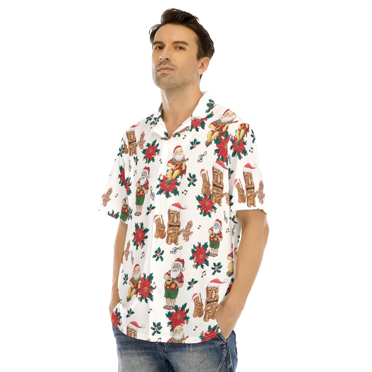 Cute Santa Claus Playing Ukelele Hawaiian Shirt