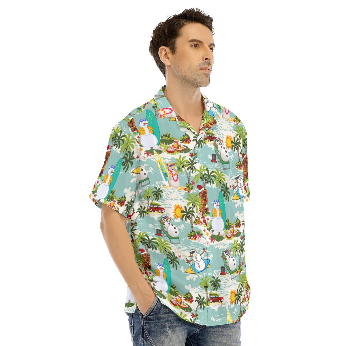 Tropical Snowman Christmas Hawaiian Shirt