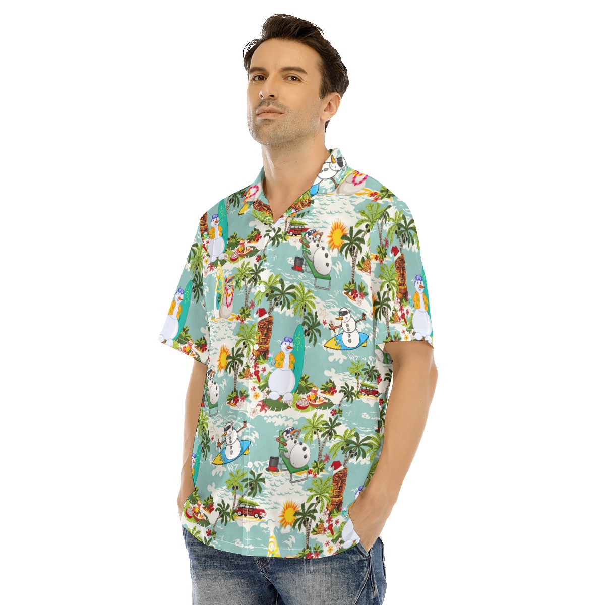 Tropical Snowman Christmas Hawaiian Shirt