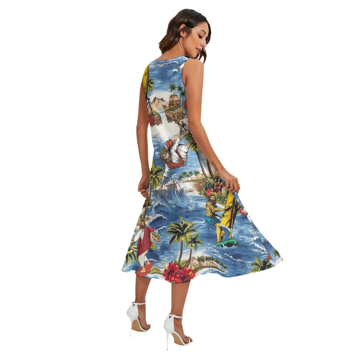 Jesus Surfing Hawaiian Long Dress For Women