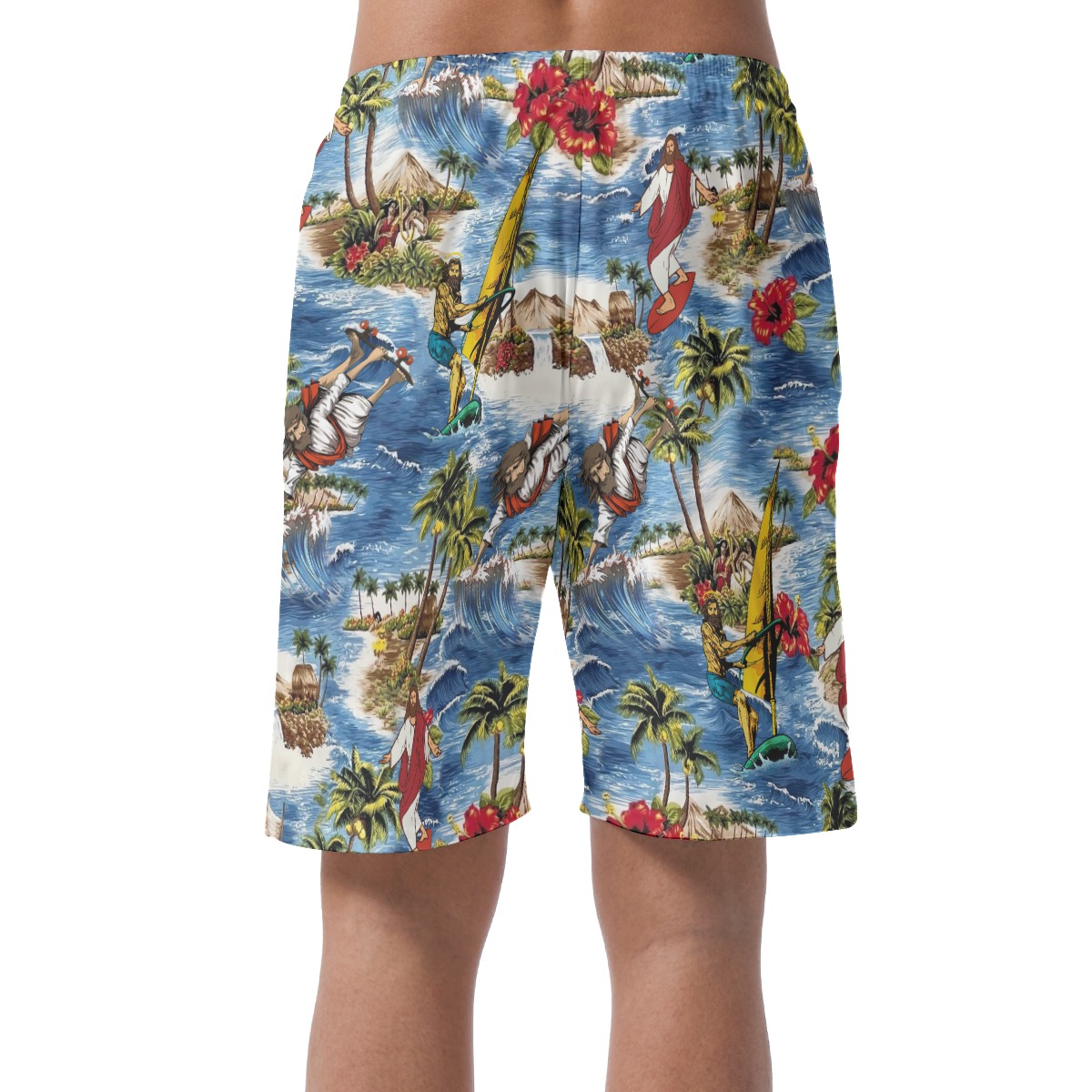 Funny Jesus Hawaiian Beach Shorts For Men
