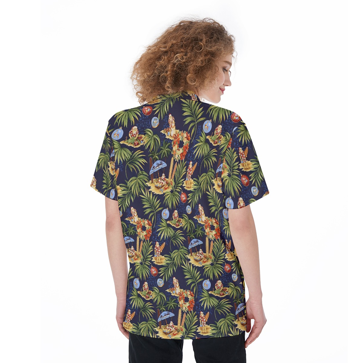 Christmas Santa Claus Tropical Aloha Shirt For Women