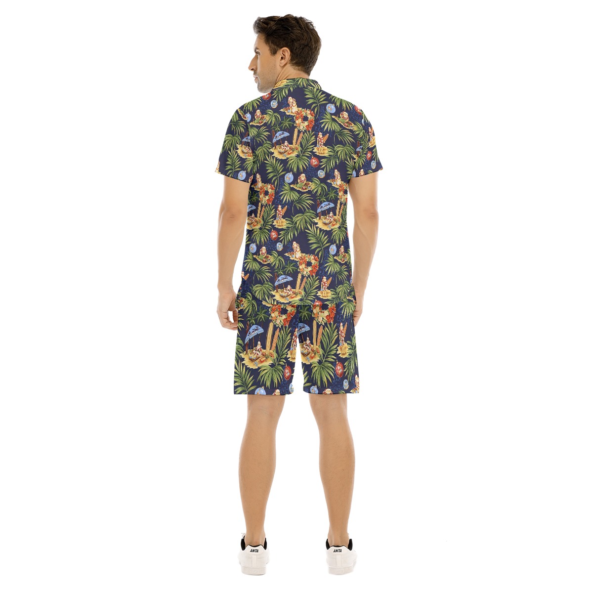 Christmas Santa Claus Tropical Vintage Hawaiian Shirt And Shorts For Men