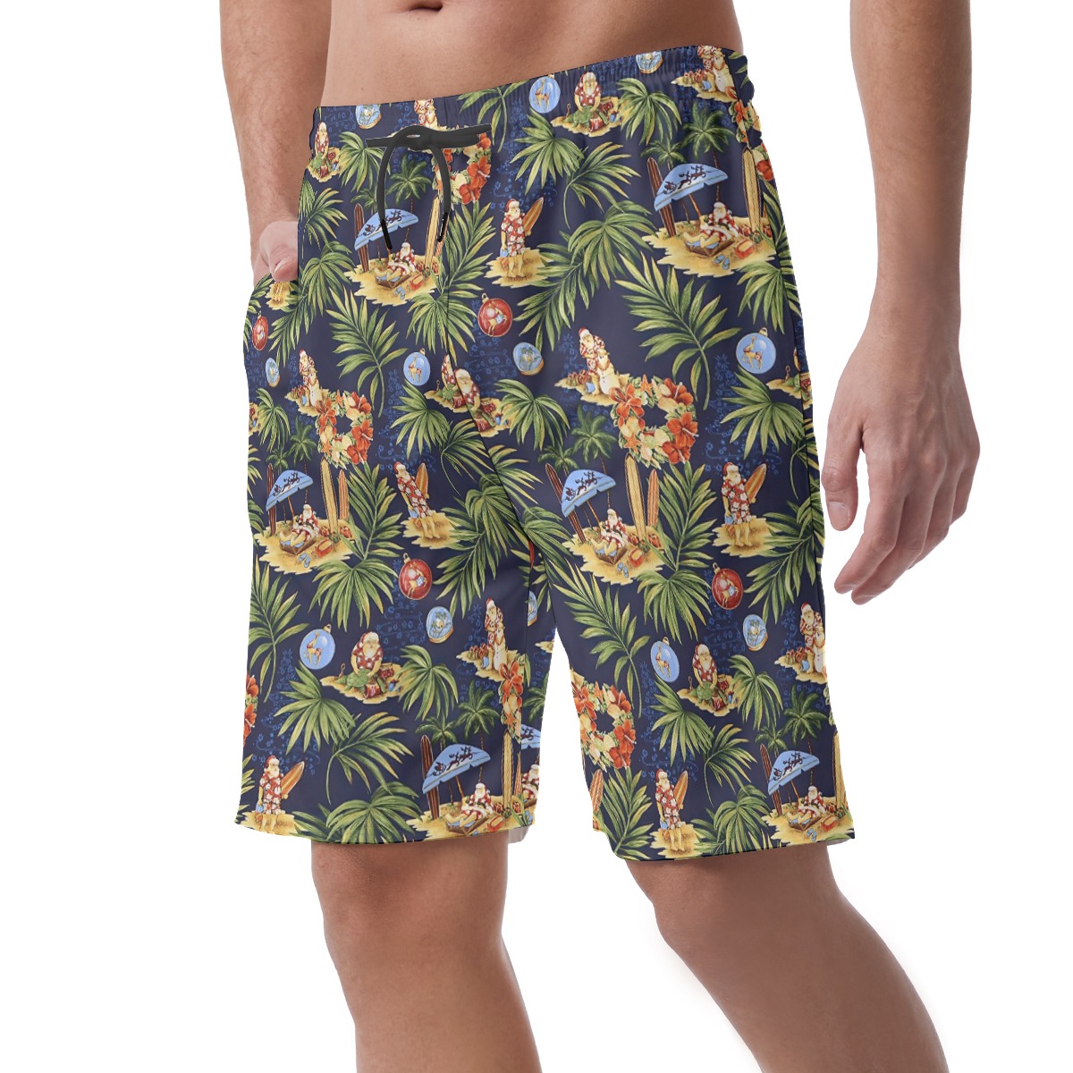 Christmas Santa Claus On Beach Aloha Shorts For Men