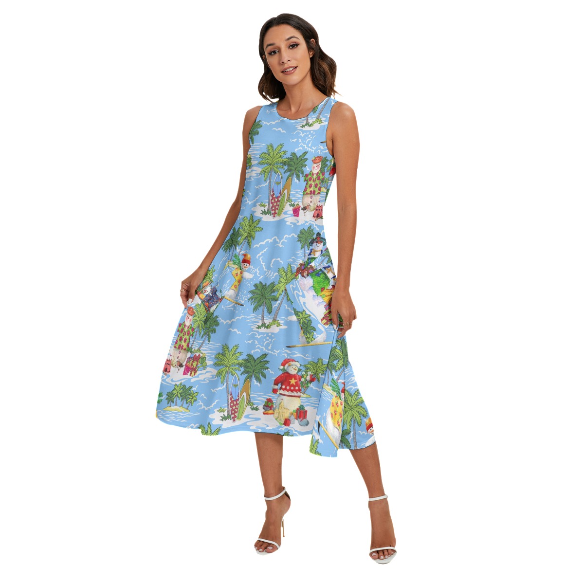 Christmas Snowman Tropical Aloha Dress With Pocket For Women