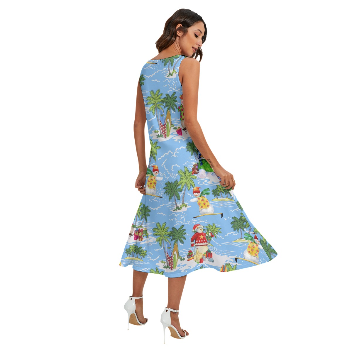 Christmas Snowman Tropical Aloha Dress With Pocket For Women