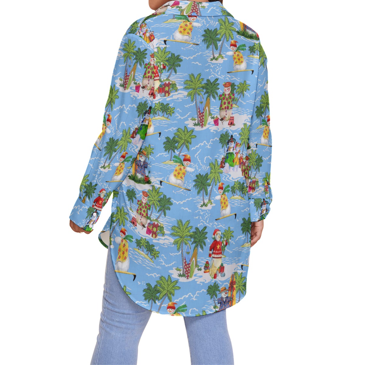 Funny Snowman On Beach Christmas Plus Size Shirt For Women