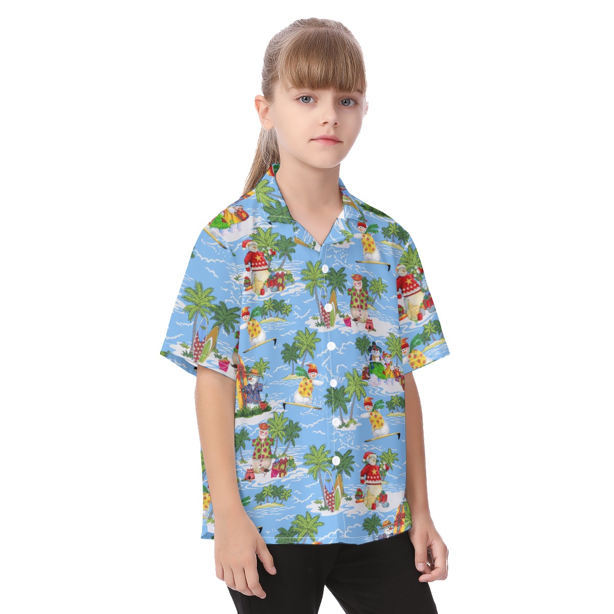 Cute Christmas Snowman Hawaiian Shirt For Kids