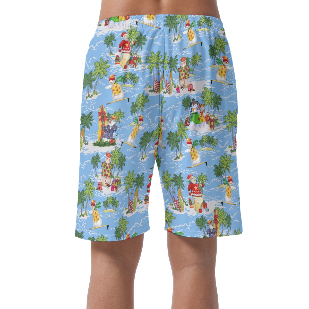 Cute Snowman On Beach Hawaiian Shorts For Men