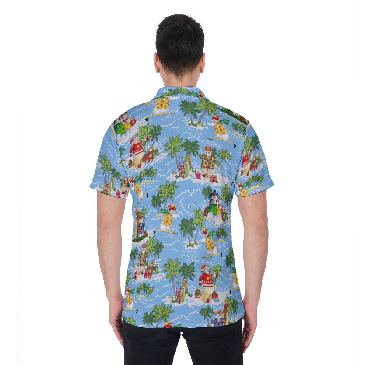Christmas Snowman Tropical Aloha Polo Shirt For Men
