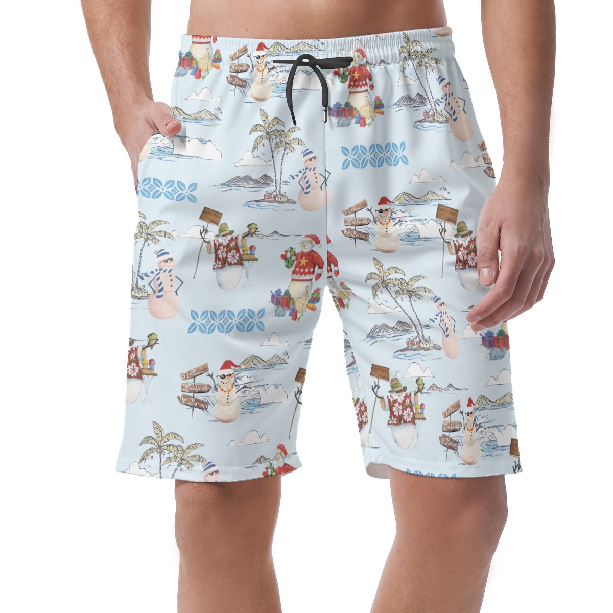 Christmas Snowman Aloha Beach Shorts For Men - variant image 1
