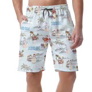 Christmas Snowman Aloha Beach Shorts For Men