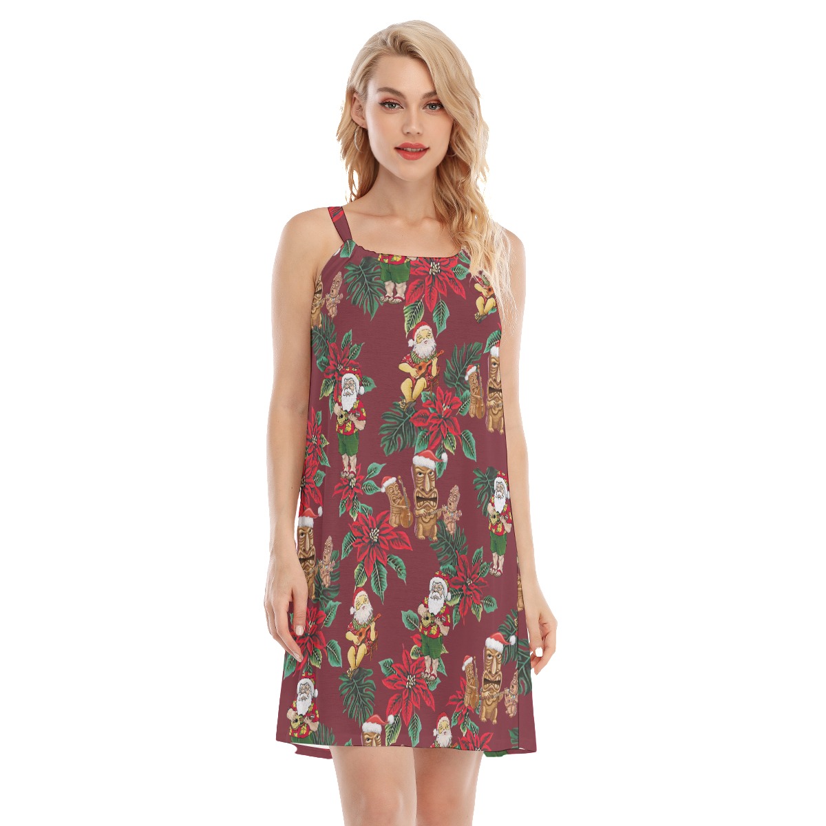 Santa Claus Poinsettia Aloha Cami Dress For Women - variant image 1