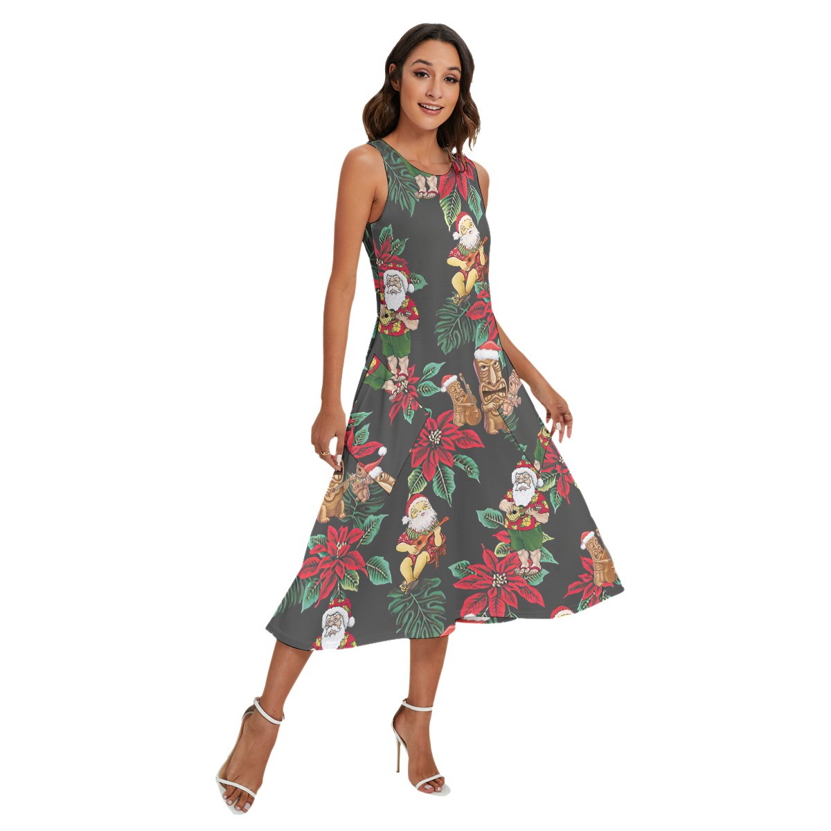 Santa Claus Playing Ukulele Hawaiian Long Dress For Women - variant image 1