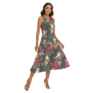 Santa Claus Playing Ukulele Hawaiian Long Dress For Women