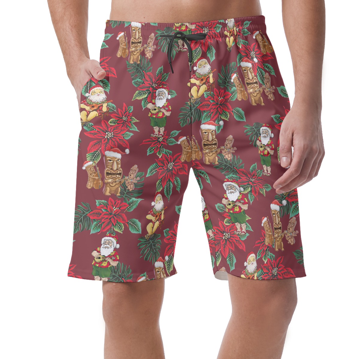 Santa Claus Playing Ukulele Aloha Beach Shorts - variant image 1