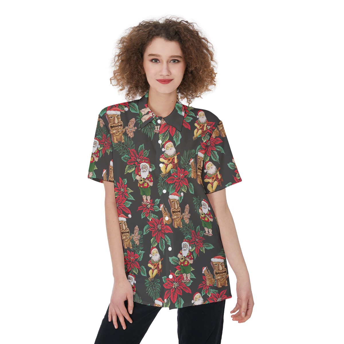Santa Christmas Hawaiian Shirt For Women - variant image 1