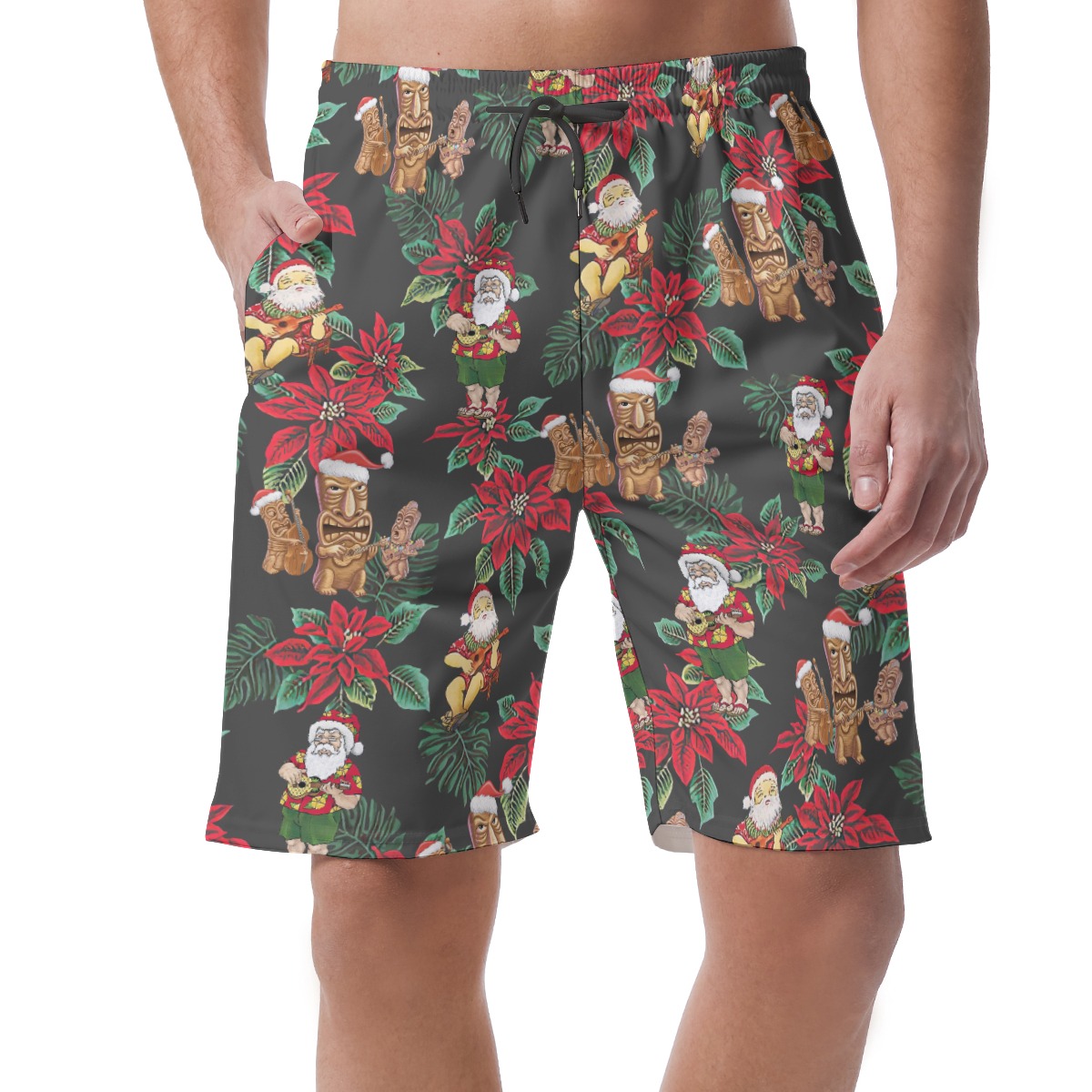 Santa Playing Ukulele Hawaiian Beach Shorts For Men - variant image 1