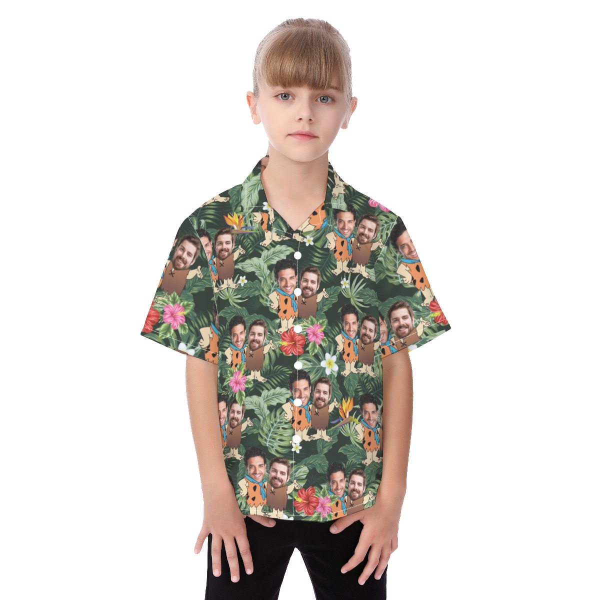 Matching Custom Face Hawaiian Button Up Shirt For Kids - variant image 1