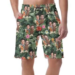 Custom Face Men's Hawaiian Shorts For Matching