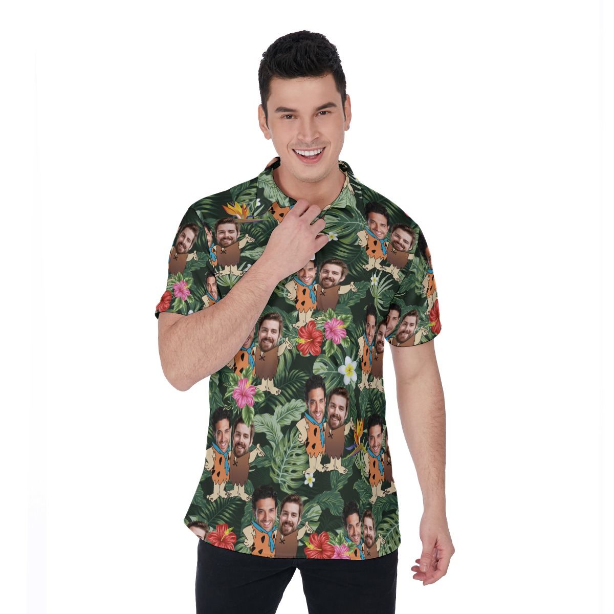 Custom Face Hawaiian Polo Shirt For Matching - variant image 1