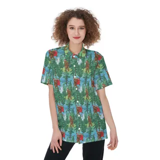 Funny Bigfoot Women's Christmas Hawaiian Shirt