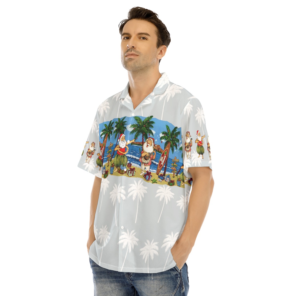 Santa Claus On Beach Christmas Hawaiian Shirt