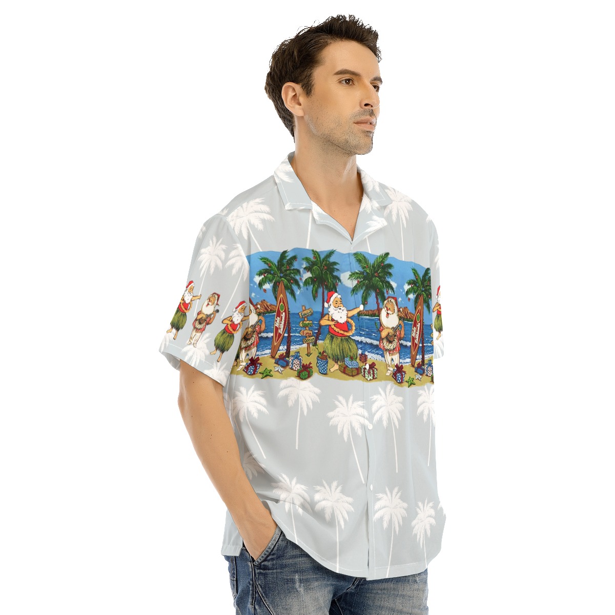 Santa Claus On Beach Christmas Hawaiian Shirt
