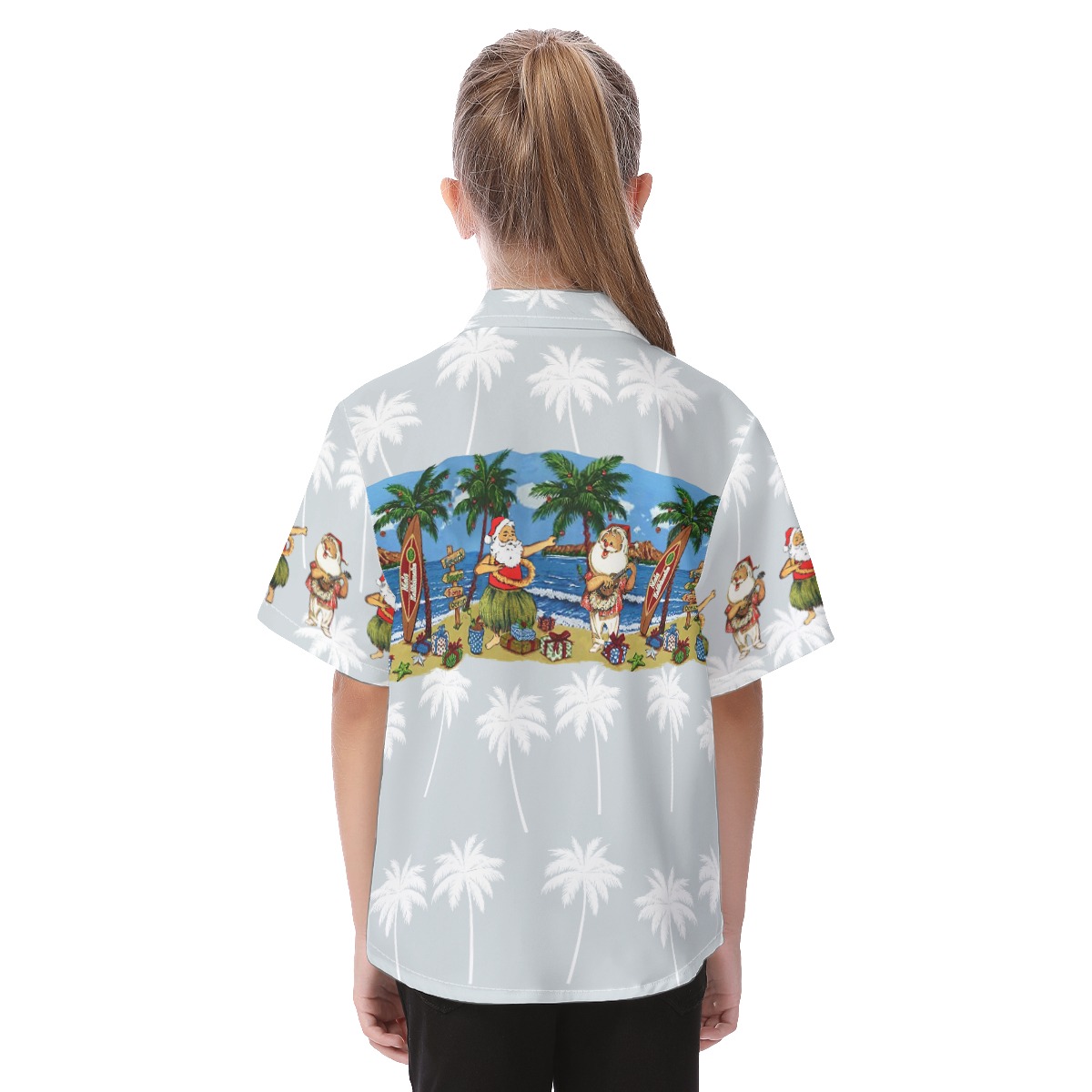 Cute Santa Claus On Beach Hawaiian Shirt For Kids