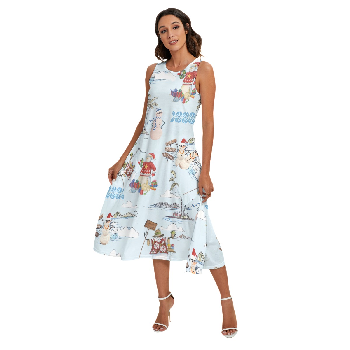 Christmas Snowman Aloha Dress With Pocket For Women