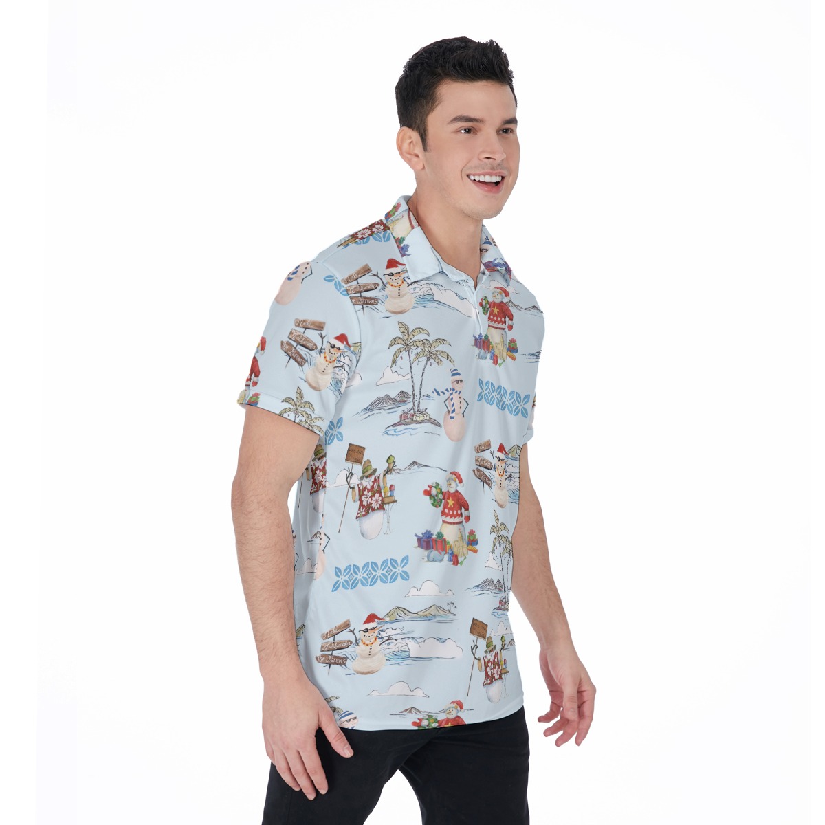 Christmas Snowman Hawaiian Polo Shirt