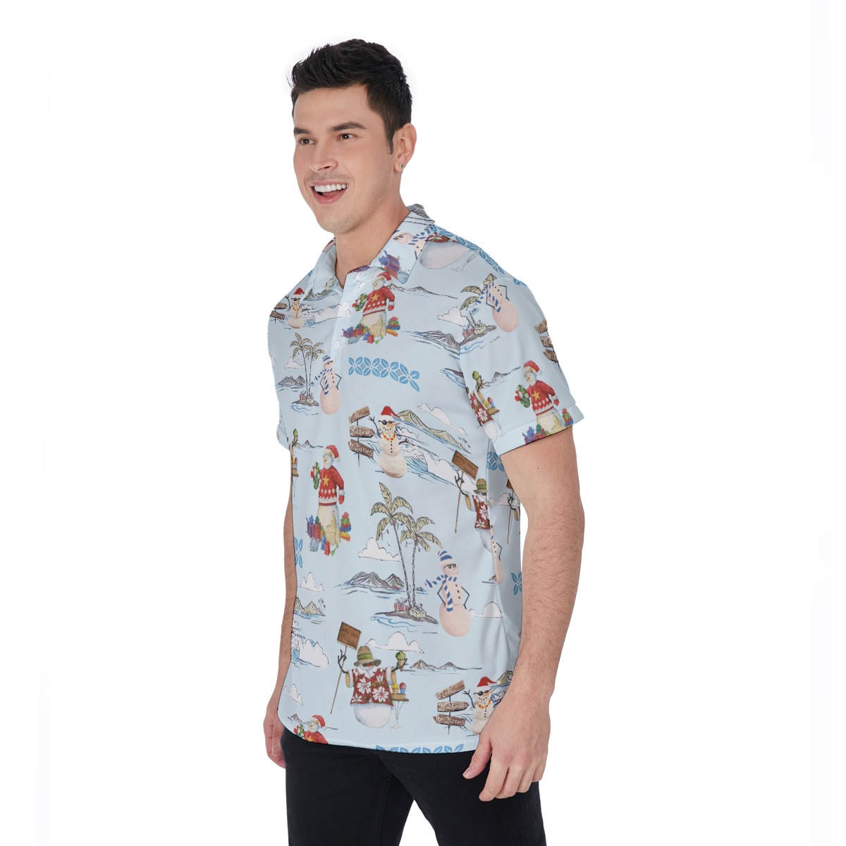 Christmas Snowman Hawaiian Polo Shirt