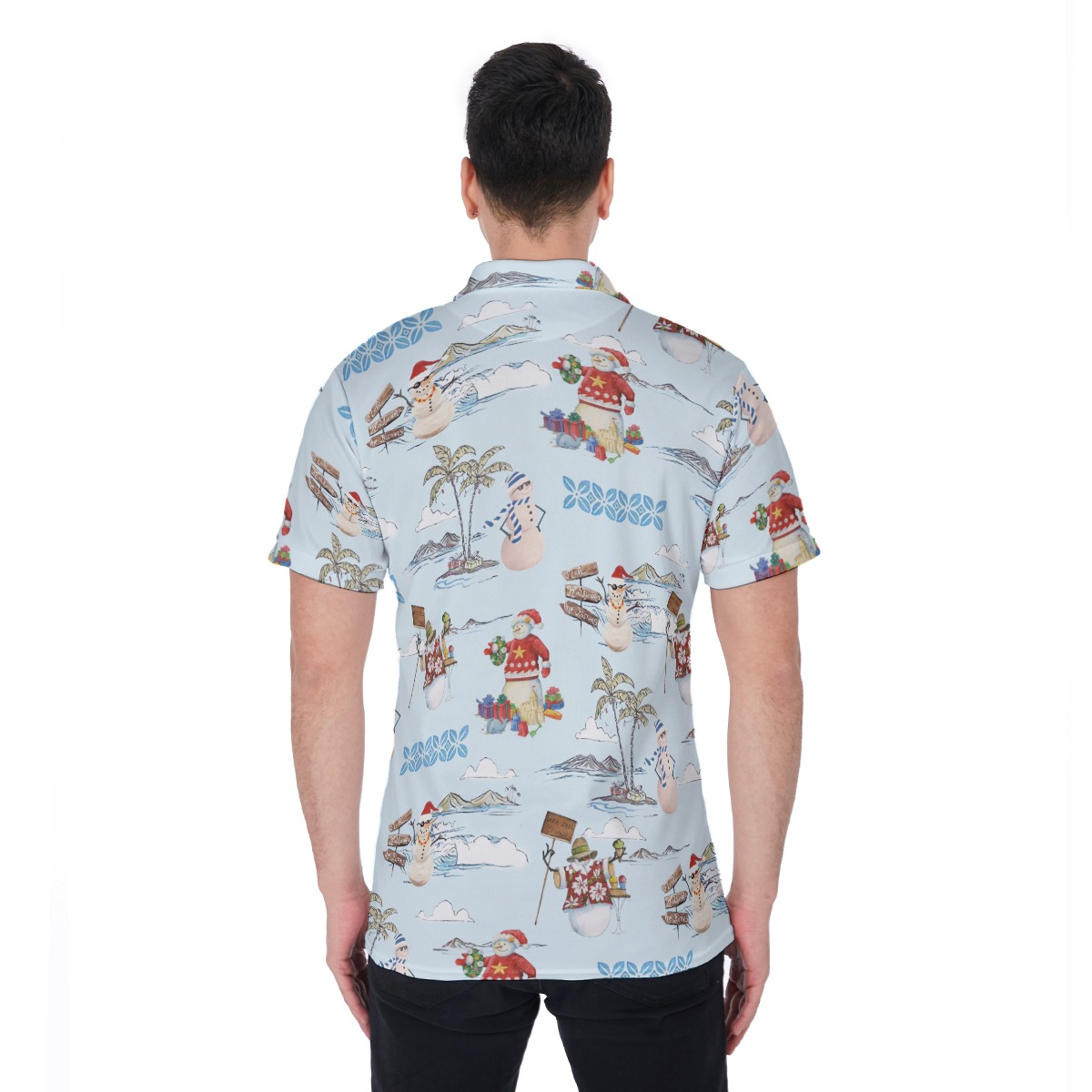 Christmas Snowman Hawaiian Polo Shirt