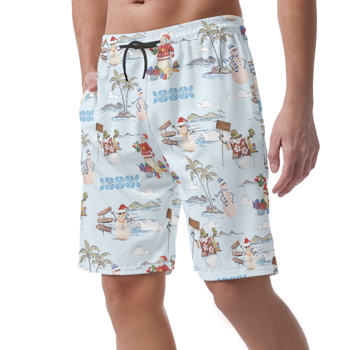 Christmas Snowman Aloha Beach Shorts For Men