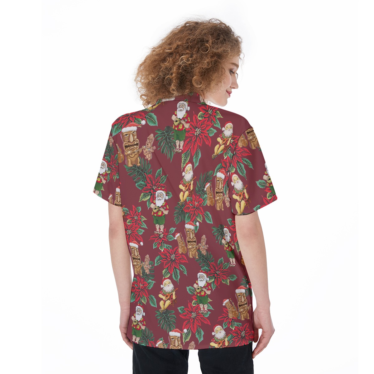 Chrismas Tiki And Santa Hawaiian Shirt For Women