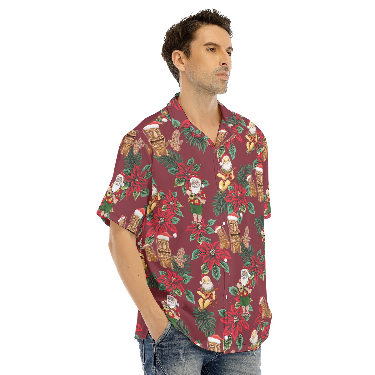 Christmas Tiki And Santa Hawaiian Shirt