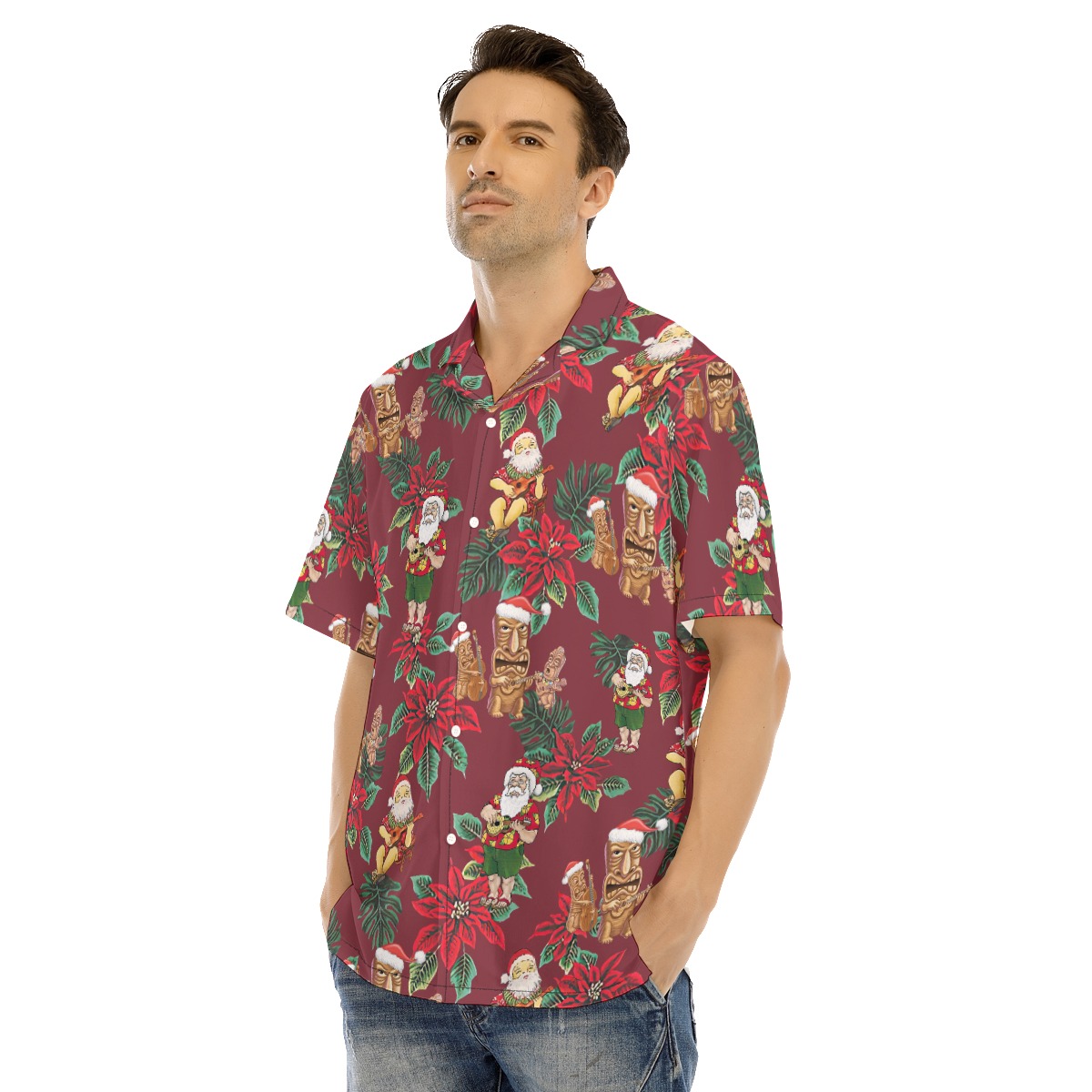 Christmas Tiki And Santa Hawaiian Shirt